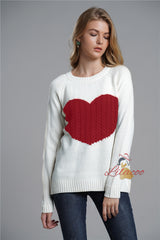 Loose-fitting Turtleneck Heart Sweater