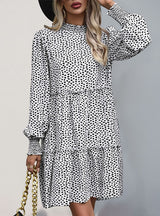 Leopard Print Long Sleeve Stitching Dress