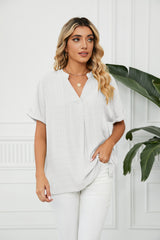 V-neck Casual Solid Color Loose Shirt