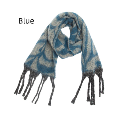 Jacquard Zebra Thick Tassels Scarf