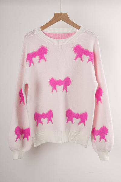 Round Neck Long Sleeve Bow Sweater