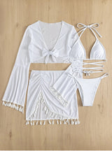 Tassel Swimsuit Beach Bikini Four-piece Suit