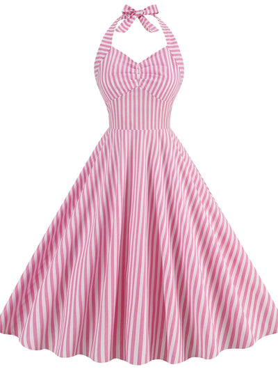 Hepburn Mid-length Stripe Retro Dress