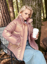 Short Stand-up Collar Glossy Cotton-padded Jacket