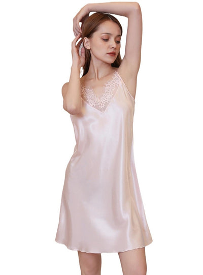 Summer Silk Slim Lace Suspender Nightdress