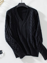 V-neck Pullover Vintage Twisted Sweater