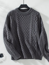 Retro Round Neck Twisted Twist Pullover Sweater