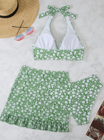 Sexy Printed Split Swimsuit Three-piece Suit