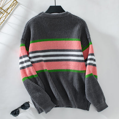 Rainbow Striped Turtleneck Sweater