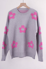 Women Flower Round Neck Sweater