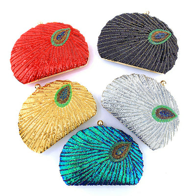 Shell Peacock Beaded Dinner Package Hangbag