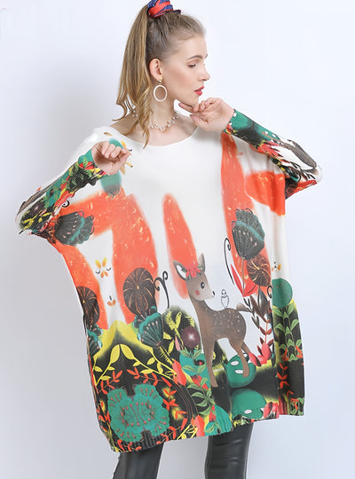 Giraffe Printed Long Sleeve Sweater