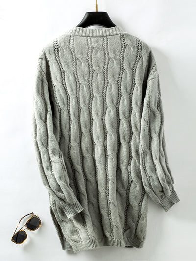 Twist Retro Loose Long Sweater Coat