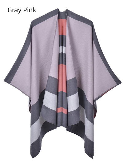 Double-sided Scarf Shawl Striped Cloak