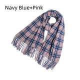 Fringed Plaid Shawl Padded Scarf