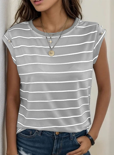 Women Sleeveless Striped T-shirt