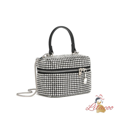 Diamond-encrusted Chain Portable Bucket Bag