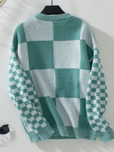 Contrasting Check Pullover Sweater