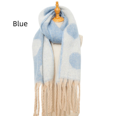 Thickened Jacquard Tassel Polka Dot Scarf