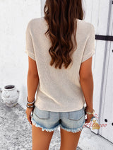 Casual Solid Color Short-sleeved Sweater