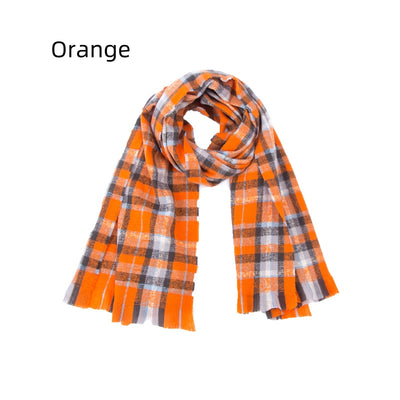 Women Warm Plaid Scarf