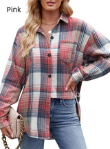 Thousand Plaid Button Woolen Shirt