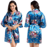 Loose Satin Silk Printed Short Nightgown