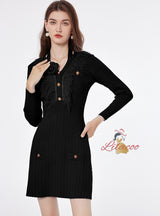 V-neck Stitching Slim Sweater Dress