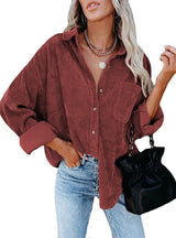 Loose Casual Corduroy Shirt Top