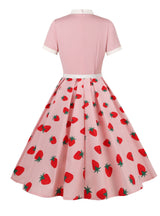 Retro Hepburn Strawberry Printed Dress