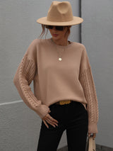 Solid Color Round Neck Twisted Rope Top