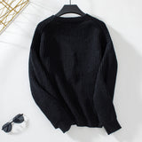 Loose V-neck Single-breasted Knitted Sweater