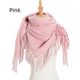 Bristle Solid Color Tassel Square Scarf