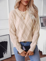 Loose Diamond Round Neck Sweater