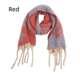 Flower Jacquard Thick Tassel Rose Scarf