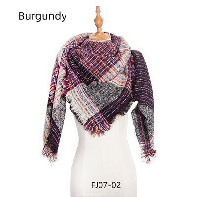 Fine Plaid Thick Fringed Scarf Shawl