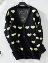 Women Love Heart Button Sweater Coat