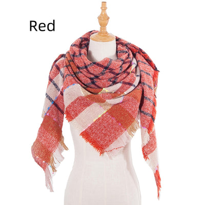 Plaid Scarf Polyester Triangle Scarf