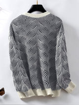 Loose Long-sleeved Contrast Vintage Striped Sweater