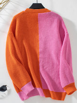 Casual Loose Long-sleeved Color Matching Sweater