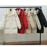 Loose Hooded Medium and Long Cotton-padded Jacket