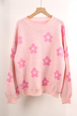 Flower Long Sleeve Round Neck Printed Sweater