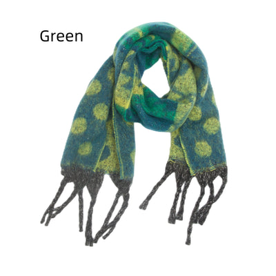 Heavy Tassel Jacquard Polka-dot Christmas Scarf