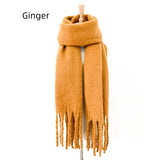 Thick Tassel Solid Color Thick Scarf