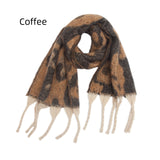 Coarse Tassel Jacquard Leopard Scarf