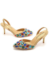 Shallow-mouthed Colored Rhinestone Stiletto Sandals