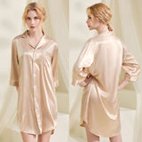 Loose Silk Pajamas V-neck Nightgown