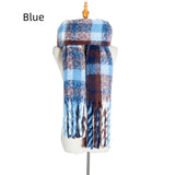 Polyester Plaid Thick Tassel Padded Shawl