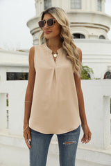 Solid Color Chiffon Shirt V-neck Vest