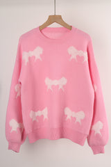 Round Neck Long Sleeve Bow Sweater